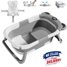 Portable Foldable Baby Bath Tub With Temperature Indicator and Cushion Bath Pad