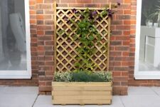 Wooden Garden Planter Diamond Trellis Patio Lattice Flower Box (0.8m x 0.4m)