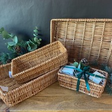 Christmas Wicker Hamper Basket Gift Tray Empty Natural Retail Packaging Box
