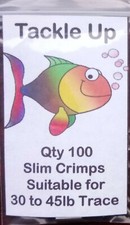 SLIM CRIMPS 8mm FOR  WIRE TRACES (30 - 45LB WIRE) PK OF 100   (SEE POSTAGE DEAL)