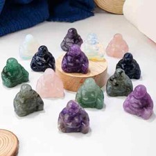 BEAUTIFUL CRYSTAL BUDDHA With  ORGANZA BAG/February Amethyst Birthstone