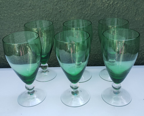 Vintage green wine - glasses, set