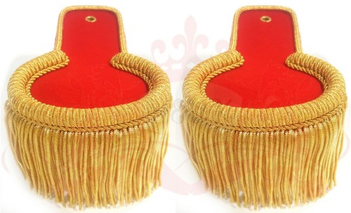 Red blazer gold shoulder - red,