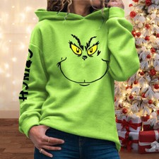 Christmas Women The Grinch Hoodies Hooded Sweatshirt Hooded Jumper Pullover Tops