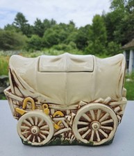 Vintage McCoy Pottery Covered Wagon Cookie Jar 1960s VGVC 