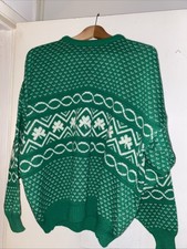 Emerald Fair Isle Ireland Knit Sweater XL St. Patrick's Day Shamrock Fisherman