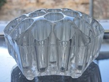 Hexagonal  Clear Art Deco Pressed Glass Flower Frog Burtles and Tate. 1914 AF