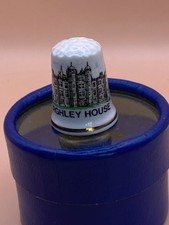 ? AJL Bone China Thimble – Burghley House, Boxed, Made in England, Good Condtn