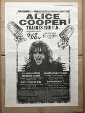 ALICE COOPER TRASHES THE UK POSTER SIZED original music press advert from 1989 w