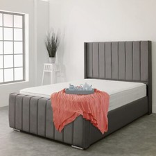 Premium Luxe Panel Plush Velvet Upholstered Bed Frame with Storage and Mattress