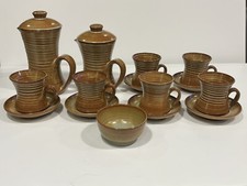 FABULOUS TREGURNOW CORNISH STUDIO POTTERY COFFEE JUGS/MUG/SAUCER SET.
