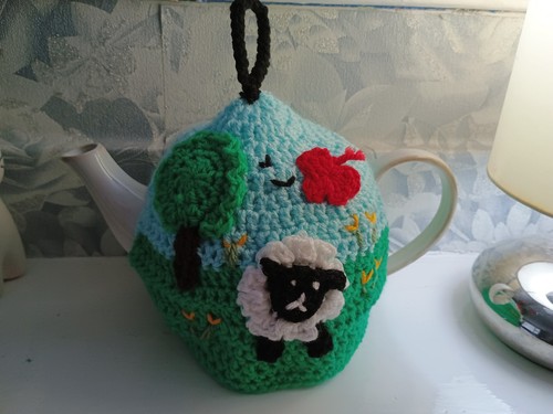 Knit crochet sheep tea cosy - sheep,