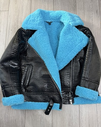 Black croc blue - black, fur