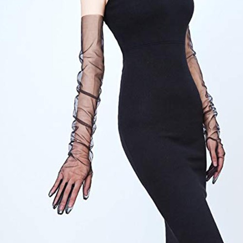 70cm long sheer - tulle, gloves