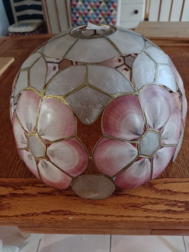 Capiz shell brass pendant - brass,