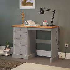 Corona Dressing Table Grey Wax Computer Desk Solid Pine by Mercers Furniture®