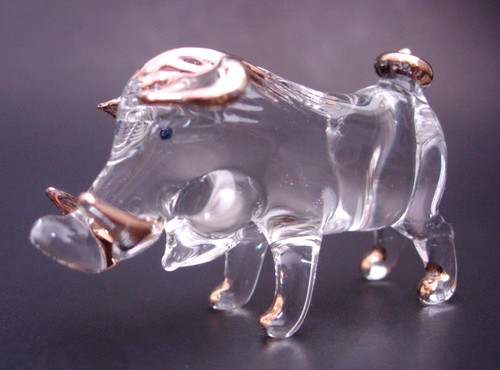 Handmade glass pig - handmade, boar