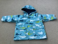 Hatley baby 12/18 mth pale blue raincoat shark pattern Teal Towel Lining