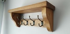Coat Rack+Shelf Floating Rustic Handmade Wall Mounted 4 Double Hooks