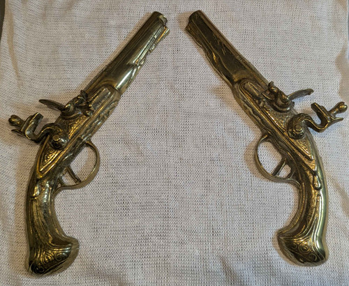 Vintage pair ornate brass - pair,