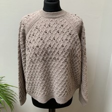 M&S Faux Pearl Jumper Sze Medium Cappuccino NWOT RRP £35 Oversized Marks Spencer