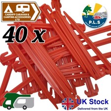 40 x Red Plastic Tent Peg Lightweight Strong Camping Awning Caravan VW Motorhome