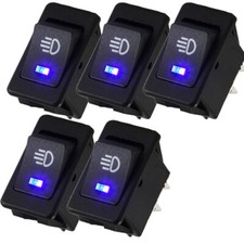 Blue LED 12V 35A Fog Light Rocker Toggle Switch Dashboard Auto Car Accessories
