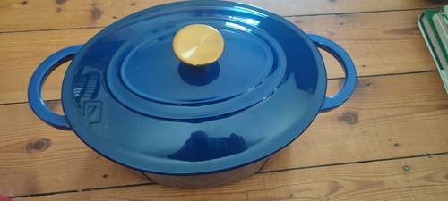 Blue enamel coated casserole - blue,