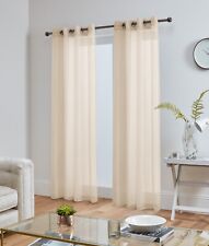 Pair (x2) Voile Eyelet Ring Top Curtains - Net Voile Curtain - Lucy Panel
