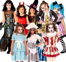 HALLOWEEN Girls Mermaid Zombie Witch Devil Fancy Dress Costumes Kids Children