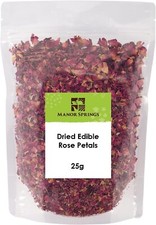 Dried Edible Rose Petals by Manor Springs - for Tea, Baking, Cooking, Weddings