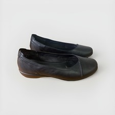 Hotter Women's Robyn II Wide Fit Black Leather Ballerina Shoes Size UK 7