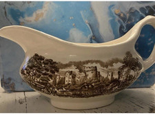 English Ironstone Tableware Ltd Staffordshire England Castles Scene Gravy Boat