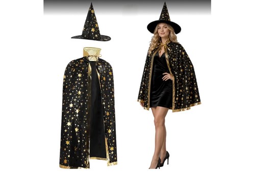 Wizard cape and hat black - cape,
