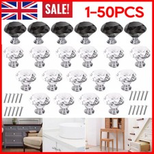 1-50pcs Clear Crystal Diamond Glass Knobs Drawer Cabinet Draw Pulls Handle Door 