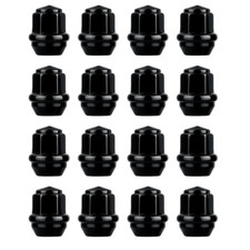Set of 16 Alloy Wheel Nuts, M12 x 1.5, 19mm Hex OE Style, for Ford Cars (Black)