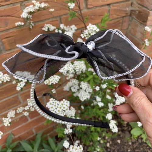Black fascinator wedding - black,