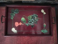 Vintage Wooden Serving Tray with Turned Handles | Rustic Retro Wood Kitchen