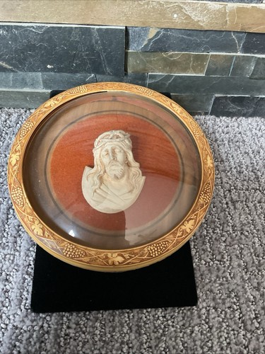 Antique carved lucite round - antique,