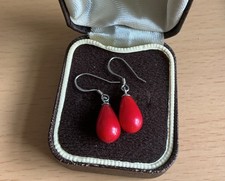 Vintage 925 silver Red Coral