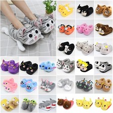 Women Cartoon Characters Slippers Fluffy Slip On Sliders Warm Flat Shoes