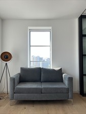 Modern Grey 2-Seater Fabric Sofa – Excellent Condition & Very Comfortable