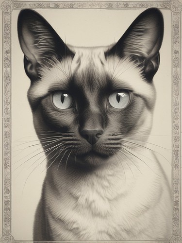 Siamese cat vintage botanical - siamese,