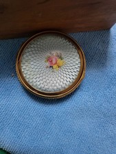 Vintage Guilloché Enamel and Mesh Compact with Floral Design12#
