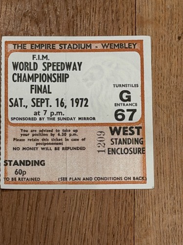 Ticket 1972 speedway - 1972, world