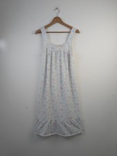 Vintage babydoll white ivory floral lace NEGLIGEE NIGHTDRESS 12 14 frilly lace