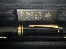 Parker Duofold International Fountain Pen Black Gold 18K 750 M Case