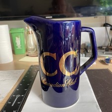 Vintage CC Canadian Club Whiskey Pitcher/Jug/Barware Cobalt Blue
