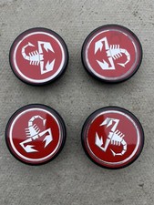Genuine Fiat 500 Abarth Alloy Wheel red Centre Cap Trims x4