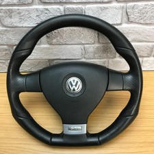 Genuine VW MK5 Golf GTI Black Leather Flat Bottom steering wheel and SRS bag.15B